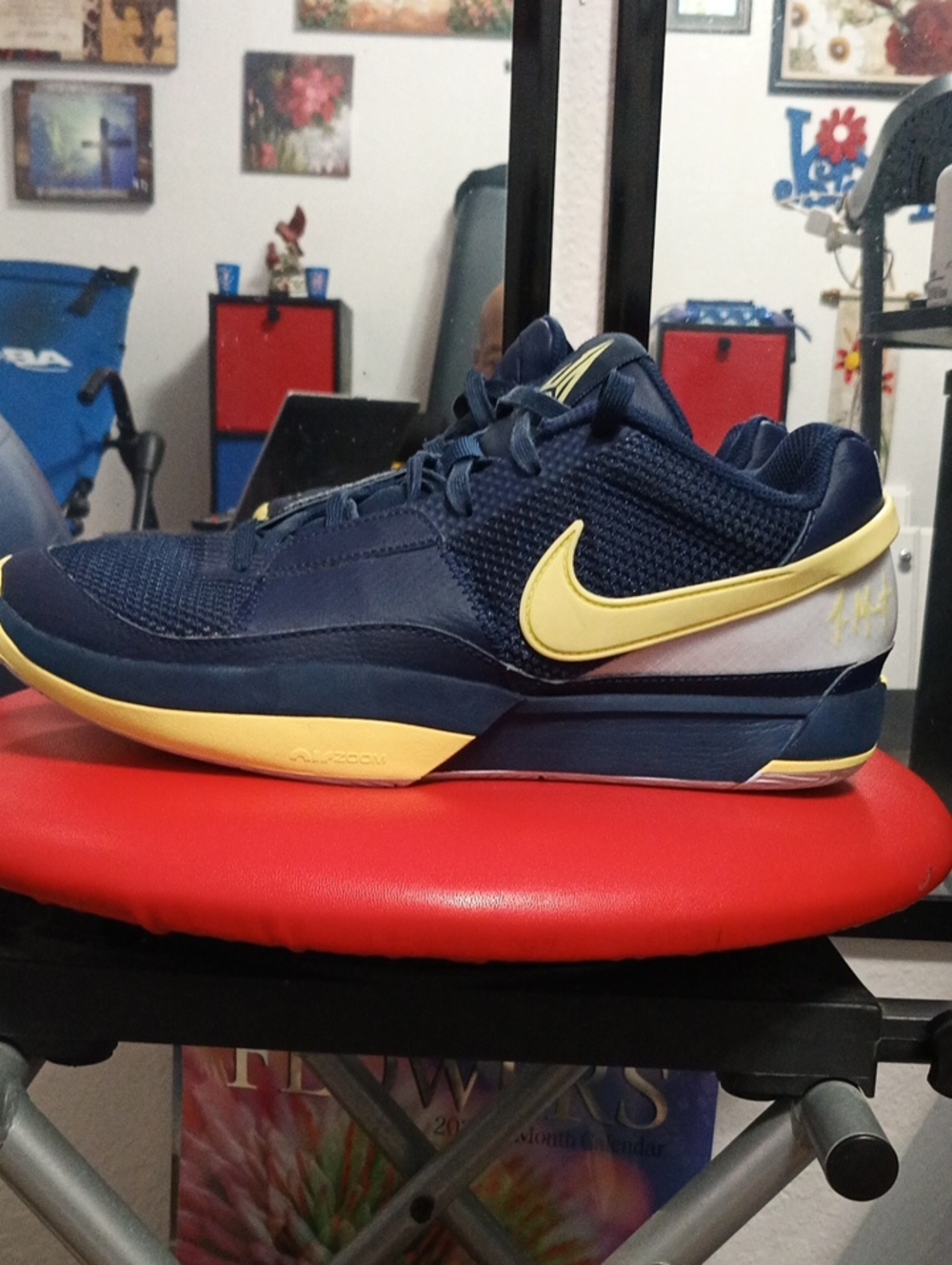 Nike Air Zoom Ja Morant -1 Men's Navy and Yellow Athletic Basketball Sneakers